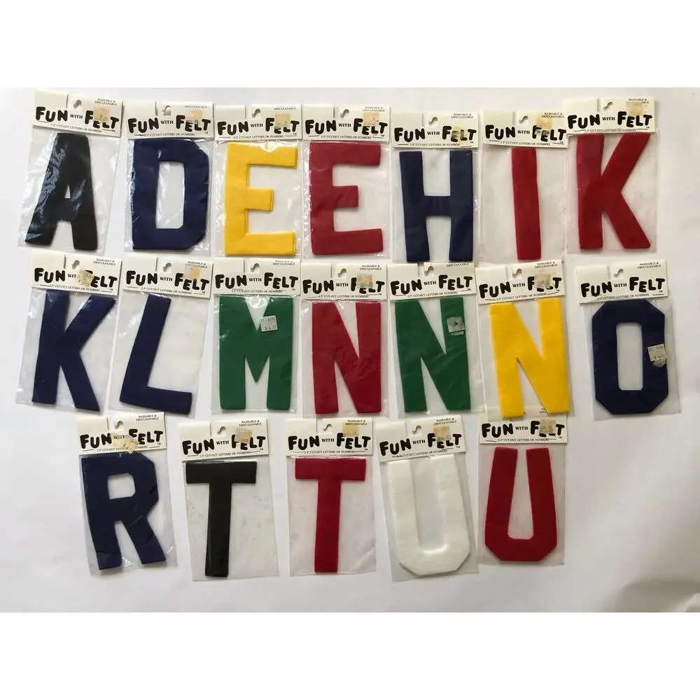 Felt Letters 19 2-packs 5 Inch Craft Sew On Patch Black Name Sports A D E H M T